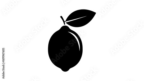 Lemon fruit with leaf with transparent background