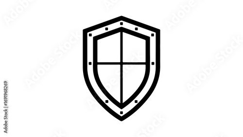 Medieval shield icon with transparent background
