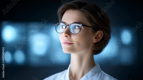 Focused Female Doctor Thinking in Medical Setting