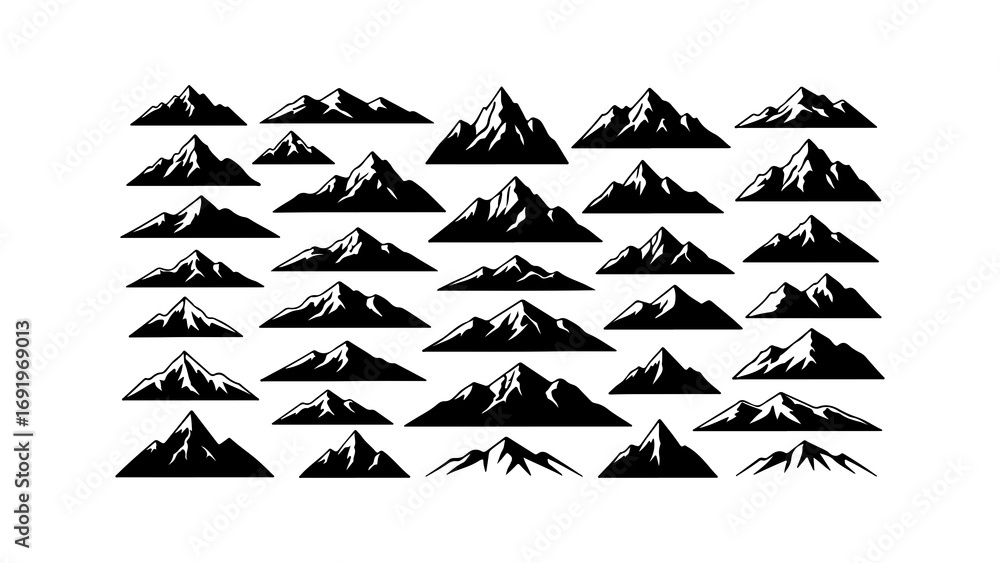 Naklejka premium Mountain range pattern with transparent background