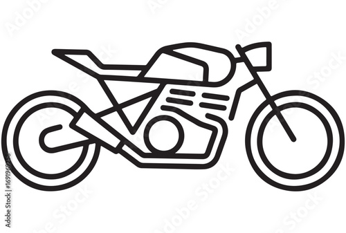 Minimalist Line Art Illustration of a Motorcycle
