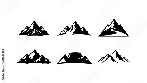Mountain range silhouettes with transparent background