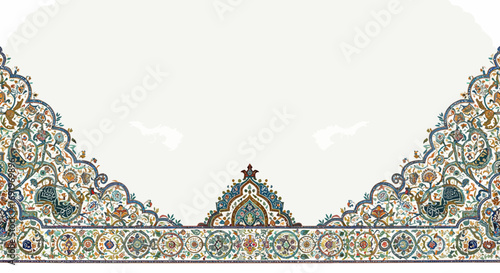 Exquisite Persian floral border design showcasing intricate patterns and vibrant colors for elegant decor
