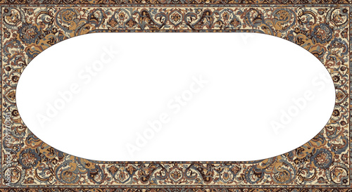 Elegant oriental rug frame with intricate floral patterns for luxurious invitations and decorative projects