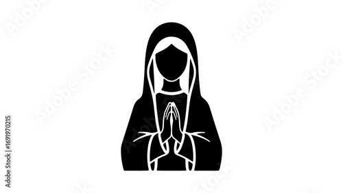 Nun praying hands silhouette with transparent background