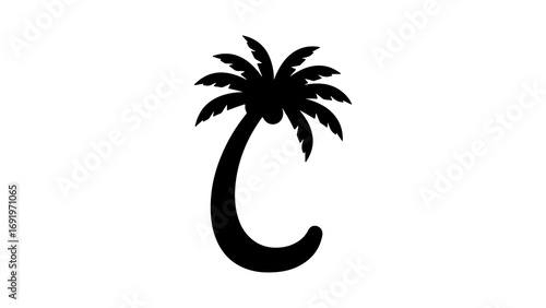 Palm tree silhouette with transparent background