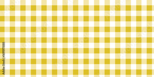 Yellow gingham or vichy pattern. Autumn or Thanksgiving day textile print for tabletop, picnic blanket, basket napkin, shirt or handkerchief. Cotton, linen or flannel design. Vectorillustration