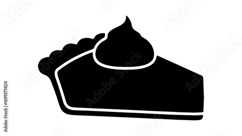 Pie slice with whipped cream topping with transparent background