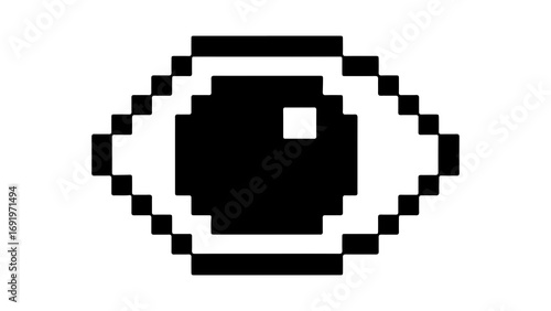 Pixel eye icon with transparent background
