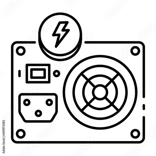 This Power supply unit icon is suitable for Computer Component.
