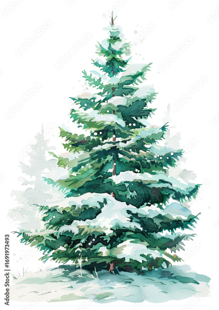 Obraz premium PNG Green Christmas Tree tree illustration watercolor.