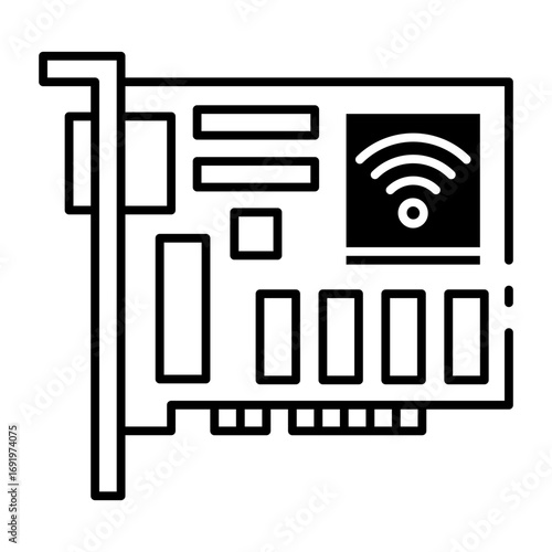 This Network card icon is suitable for Computer Component.