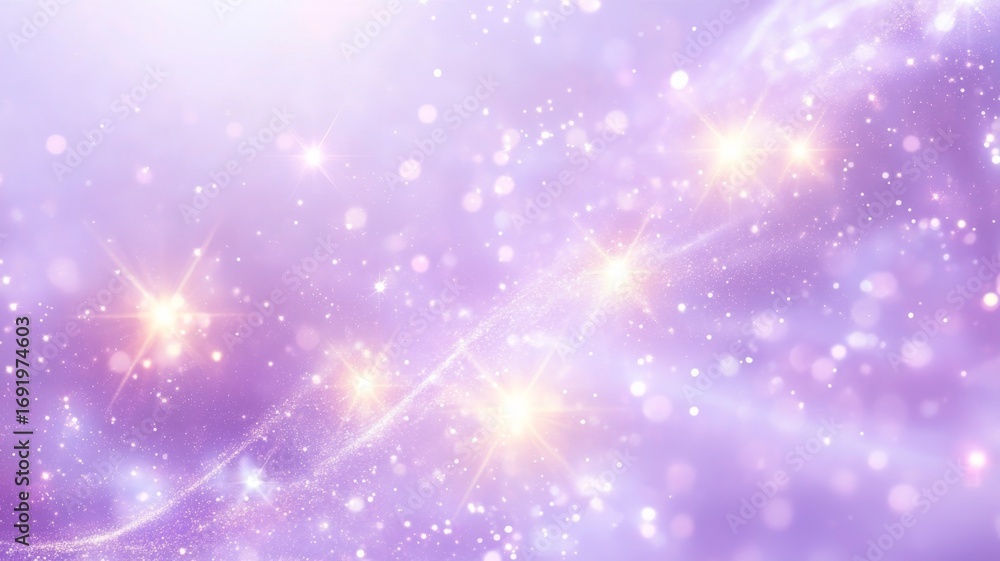 Obraz premium Ethereal purple cosmic light sparks with glowing stars