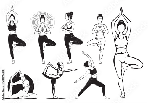 Yoga Poses Collection: Women in Mindful Practice