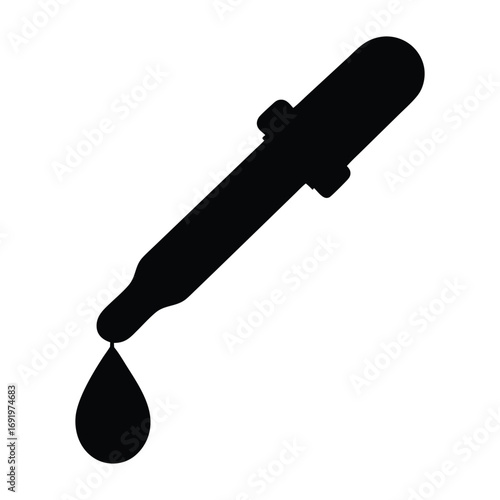 Download high quality vector graphic of black dropper pipette with liquid drop design element for science