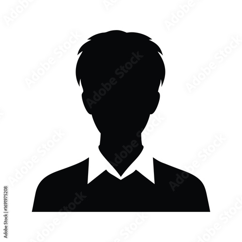 Silhouette of a man avatar profile picture for social media and website user interface design