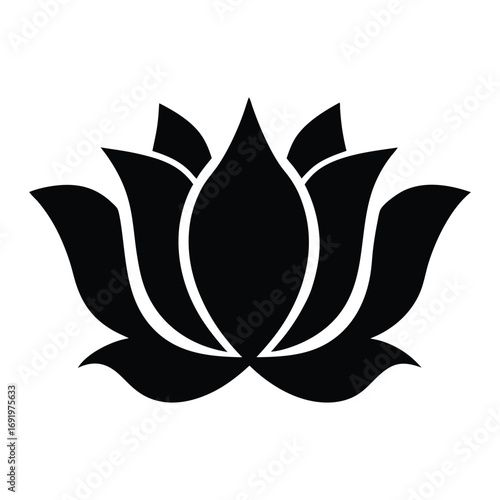 Download high resolution black and white lotus flower vector illustration for graphic design projects