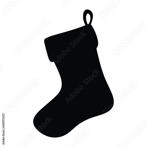 Christmas stocking vector silhouette illustration for holiday decoration and design template use in print