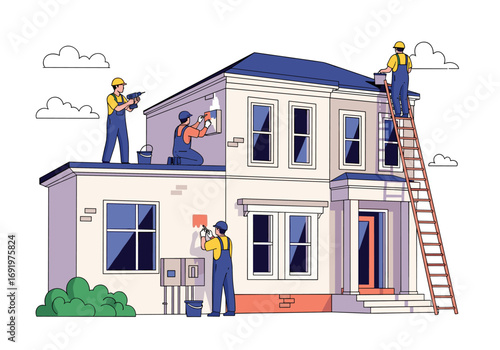 Professional house painting service residential exterior renovation and home improvement projects
