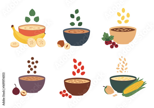 Healthy breakfast cereals with fresh fruits nuts and grains for a nutritious start to the day