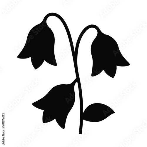 Vector graphic of black bellflower illustration floral design flower silhouette botanical art 90