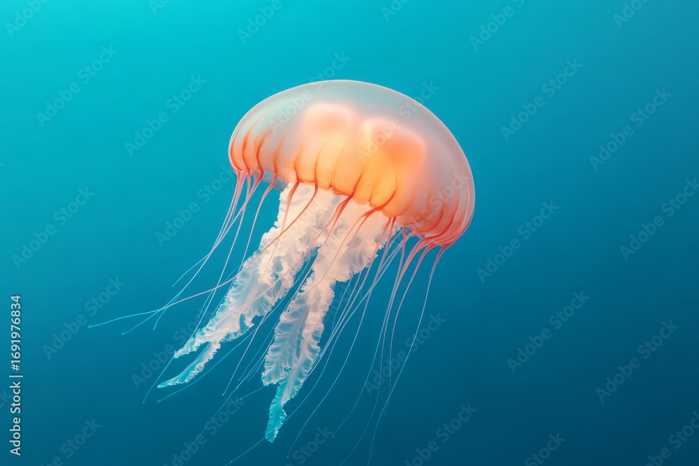 Fototapeta premium Tranquil underwater scene with graceful jellyfish