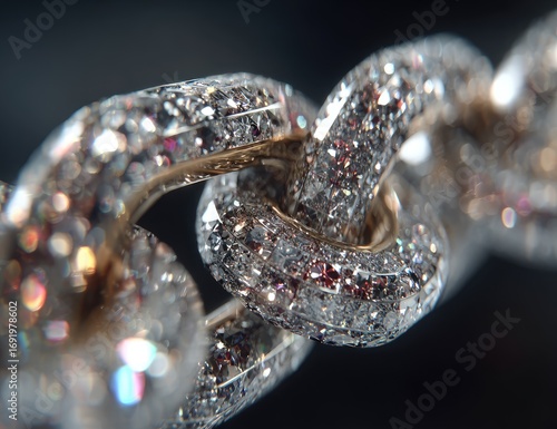 Close-up of a jeweled chain link