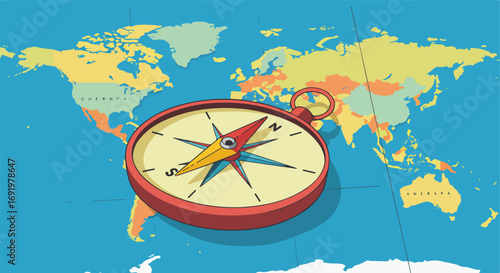 World Map & Compass