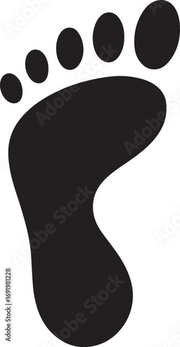 Black Footprint Silhouette Human Footprint Barefoot & Walking Vector Icon