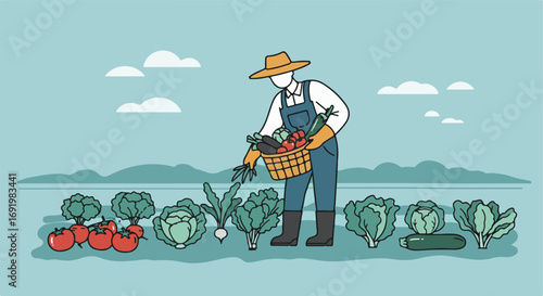 Farmer harvests vegetables