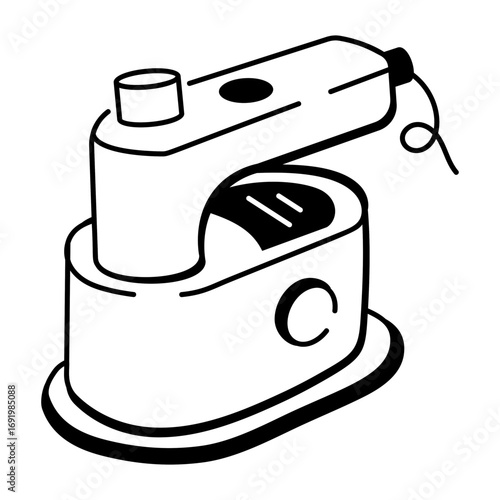 A drawing style icon showing a smart iron

