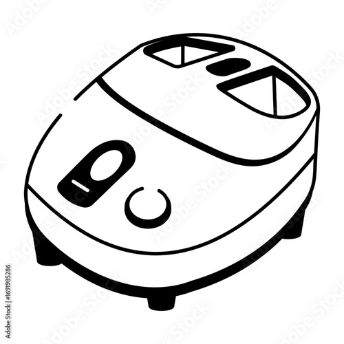 A doodle style icon showing a foot massager