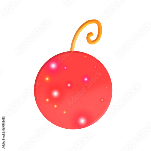 3d red shiny christmas tree ball element illustration