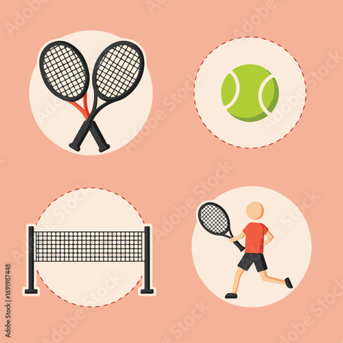 Tennis icons on pink