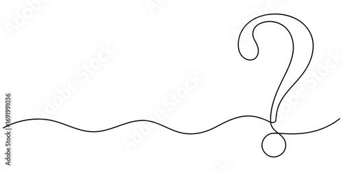 One continuous drawing of a question mark. 