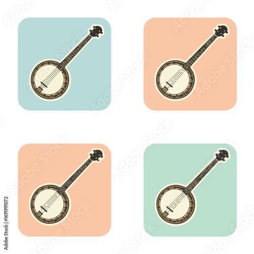 Four banjo illustrations