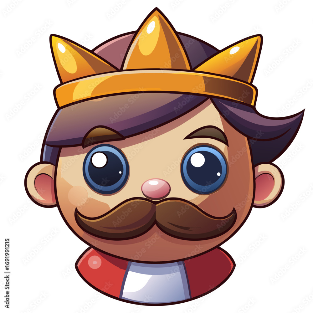 Naklejka premium Create Bold Stroke Kawaii Chibi King With Mustache High-Quality Stock Image Suitable for Design