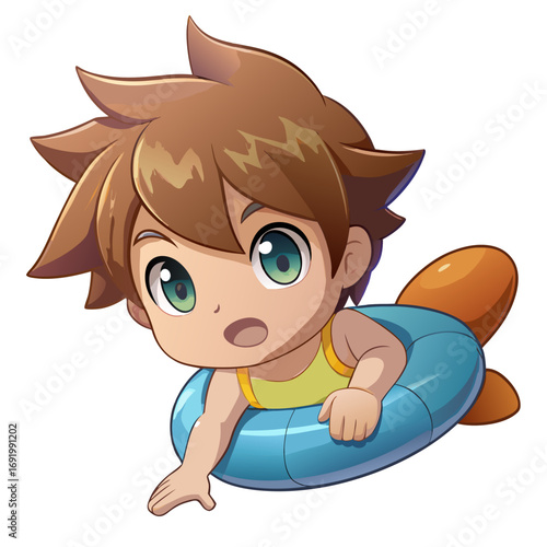 Crisp Create Bold Stroke Kawaii Chibi Kid Swimming With Creative Visual
