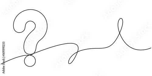 One continuous drawing of a question mark. 