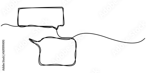 Continuous line drawing of speech bubble, Illustration of speech bobble drawn with outline. 