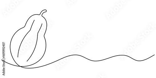 Continuous single one line drawing of fresh papaya exotic tropical fruit, Continuous one line drawing of sliced healthy organic papaya for orchard logo identity. 