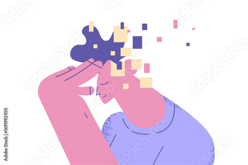 Memory loss and dementia, brain damage concept