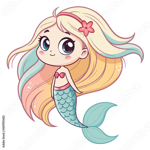 Featuring Create Bold Stroke Kawaii Mermaid Chibi With Long Beautiful Creative Visual