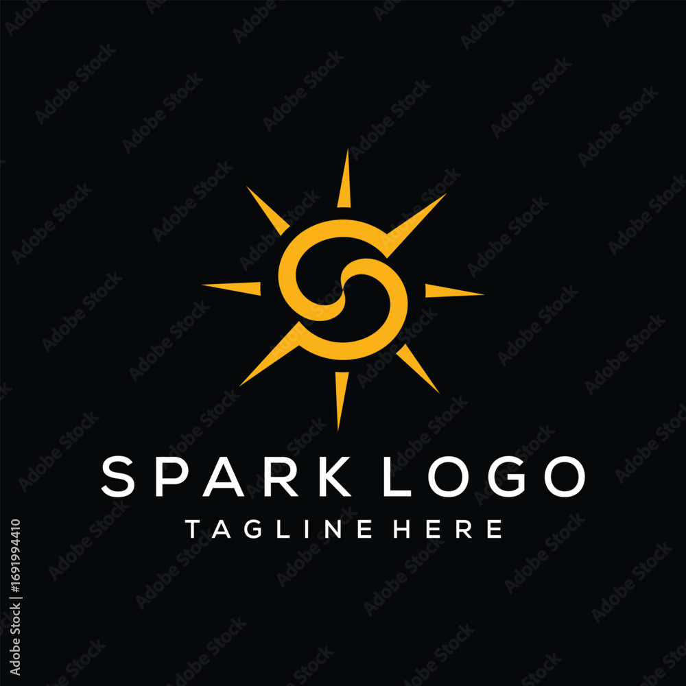 Fototapeta premium simple letter S sun spark sunlight logo design graphic vector template
