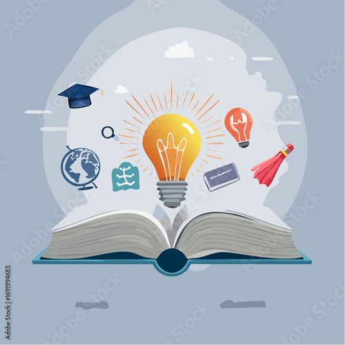 Gate of Knowledge: Vector Illustration of Learning and Discovery