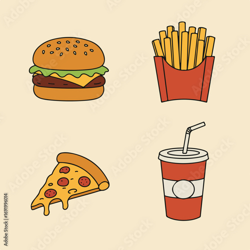 Cartoon food set