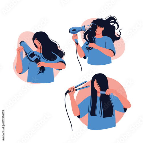 Creative ways to style long hair using a hairdryer and flat iron for beautiful hairstyles