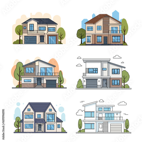 Contemporary house designs modern architectural styles featuring elegant facades and green landscaping