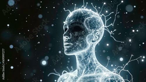 Sci Fi glowing humanoid silhouette image