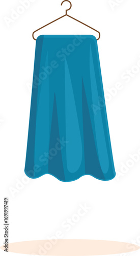 Soft blue towel hanging on a hanger, representing cleanliness, hygiene, and the comforts of home
